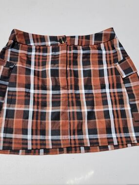 Forever 21 Rust Black White Plaid Mini Skirt
